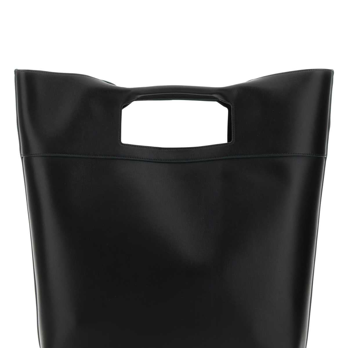 Alexander Mcqueen Men Black Leather The Square Bow Shopping Bag
