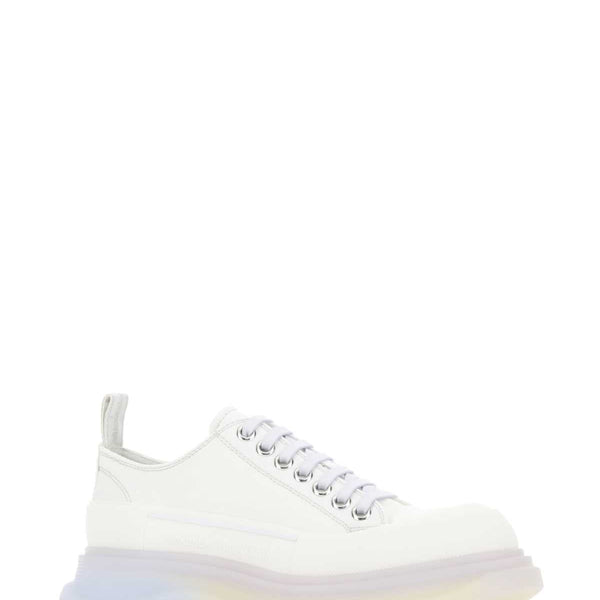 Alexander Mcqueen Women Chalk Canvas Tread Slick Sneakers