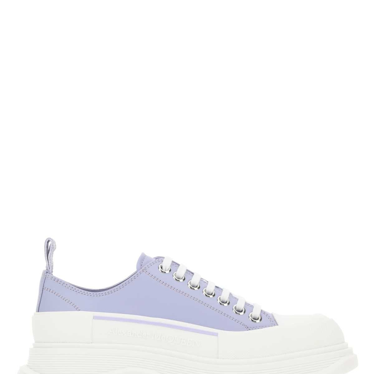 Alexander Mcqueen Women Lilac Leather Tread Slick Sneakers
