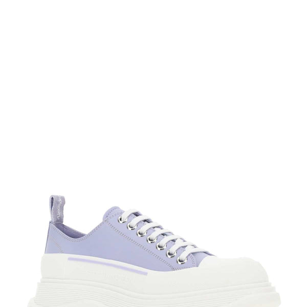 Alexander Mcqueen Women Lilac Leather Tread Slick Sneakers
