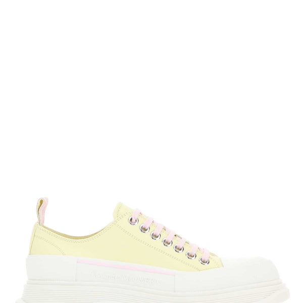Alexander Mcqueen Women Pastel Yellow Leather Tread Slick Sneakers