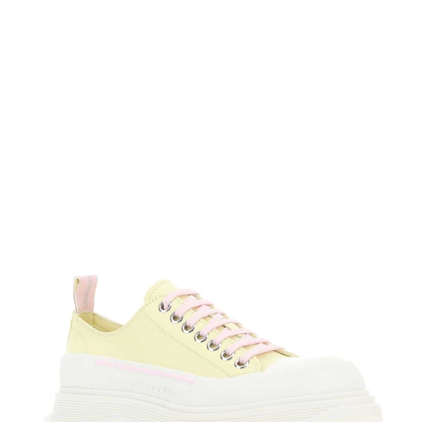 Alexander Mcqueen Women Pastel Yellow Leather Tread Slick Sneakers
