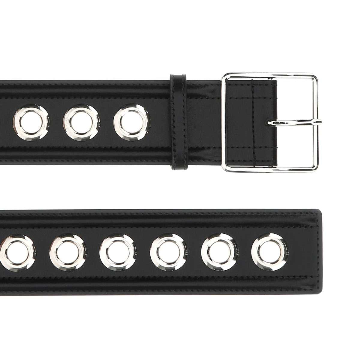 Alexander Mcqueen Women Black Leather Belt
