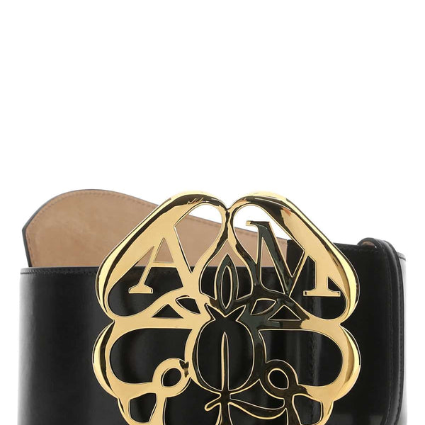 Alexander Mcqueen Women Black Leather Belt