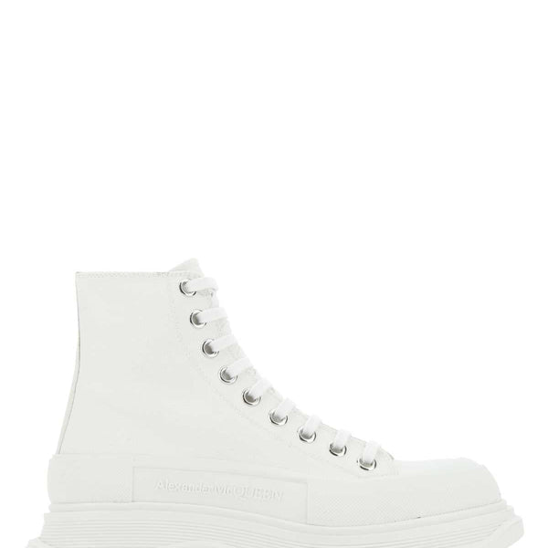 Alexander Mcqueen Women White Canvas Tread Slick Sneakers