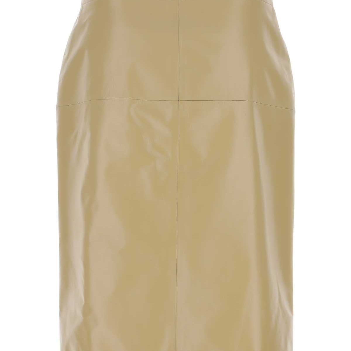 Bottega Veneta Women Beige Leather Skirt