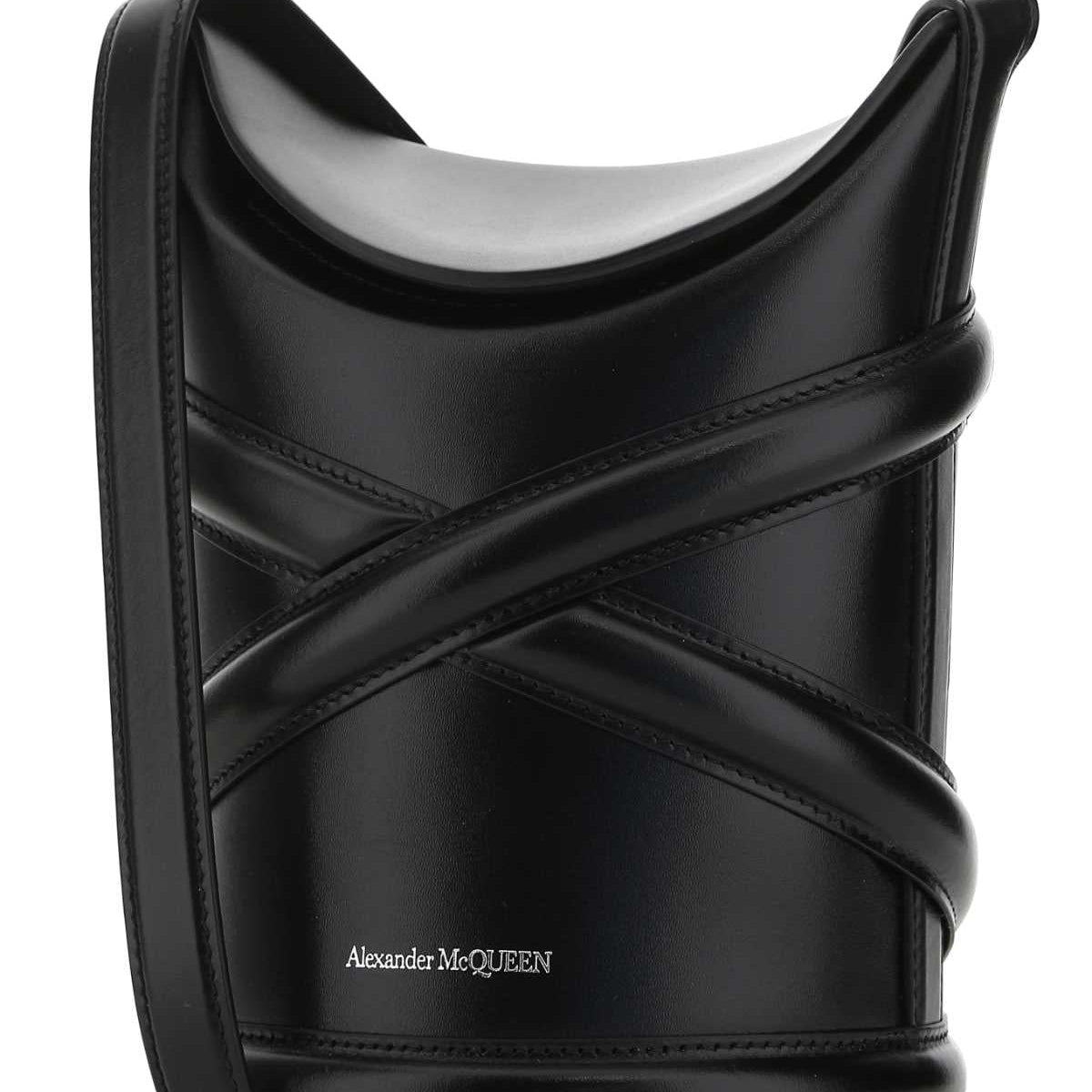 Alexander Mcqueen Women Black Leather The Curve Bucket Bag