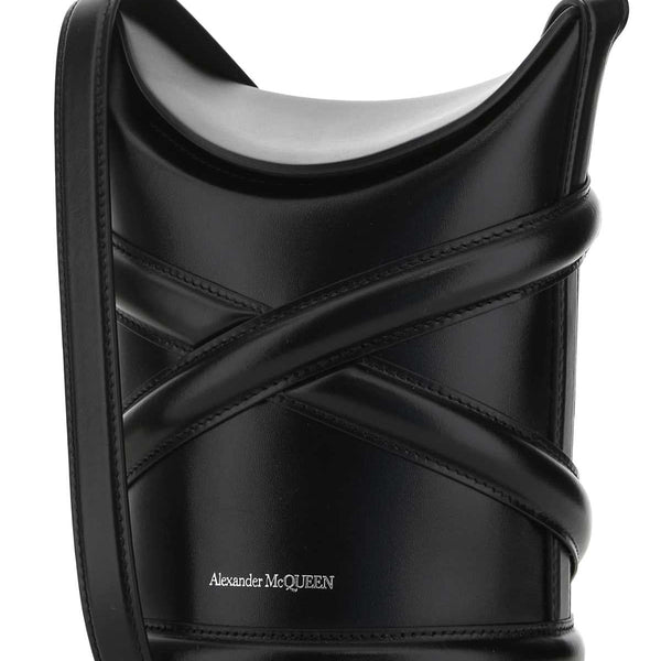 Alexander Mcqueen Women Black Leather The Curve Bucket Bag