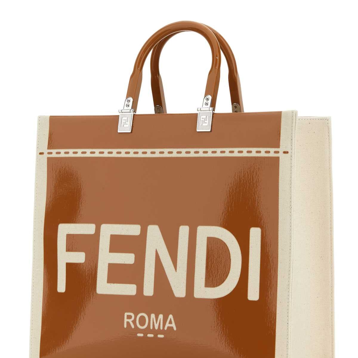 Fendi Women Two-Tone Canvas Medium Sunshine Shopping Bag