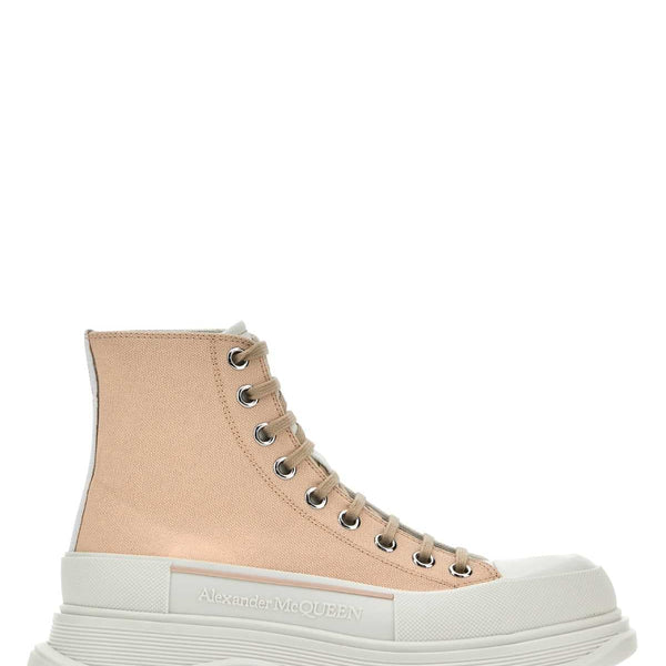 Alexander Mcqueen Women Skin Pink Canvas Tread Slick Sneakers