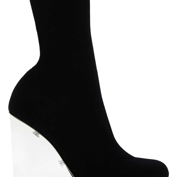 Alexander Mcqueen Women Black Stretch Nylon Shard Ankle Boots