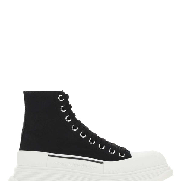 Alexander Mcqueen Women Black Canvas Tread Slick Sneakers