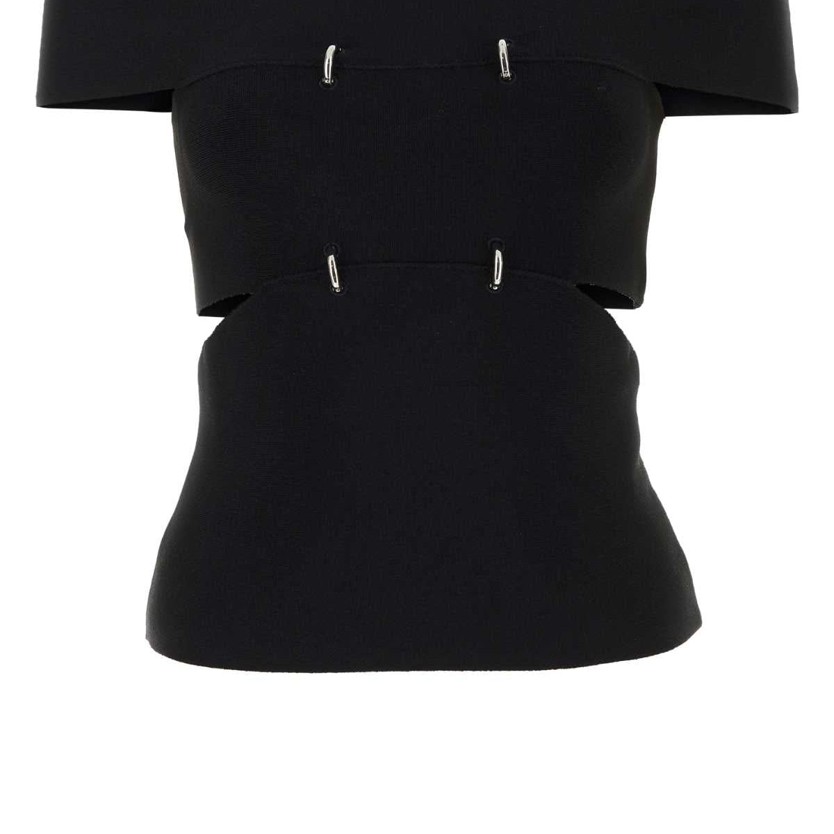 Alexander Mcqueen Women Black Stretch Viscose Blend Top