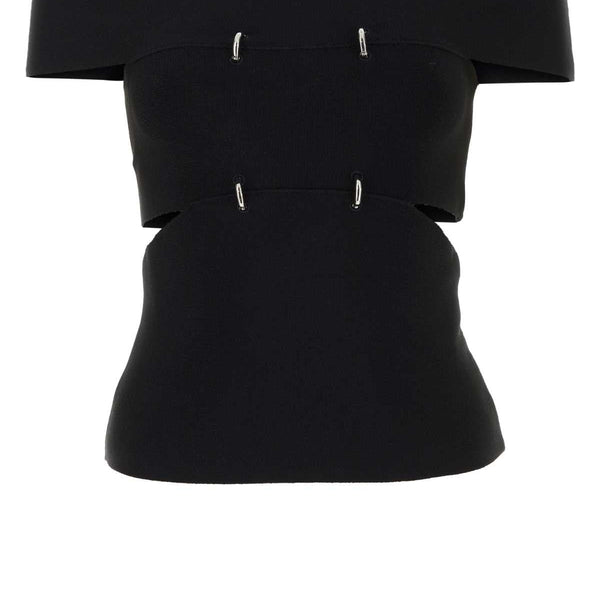 Alexander Mcqueen Women Black Stretch Viscose Blend Top