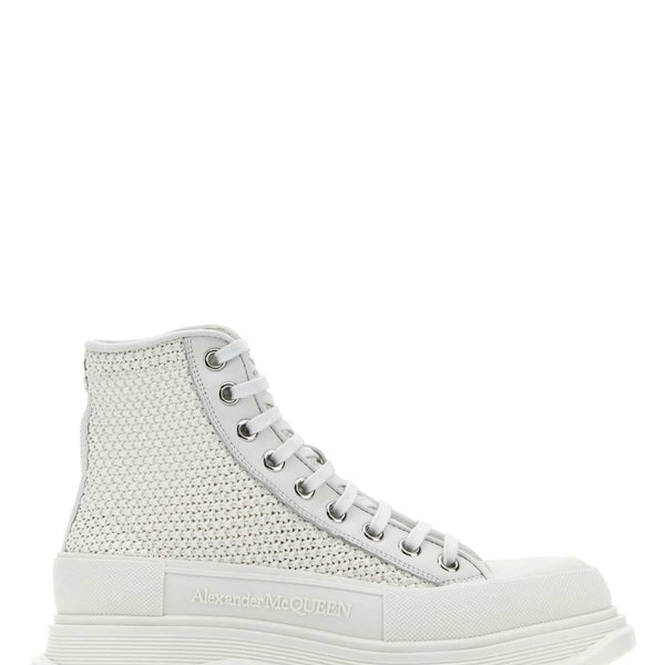 Alexander Mcqueen Women White Raffia Tread Slick Sneakers
