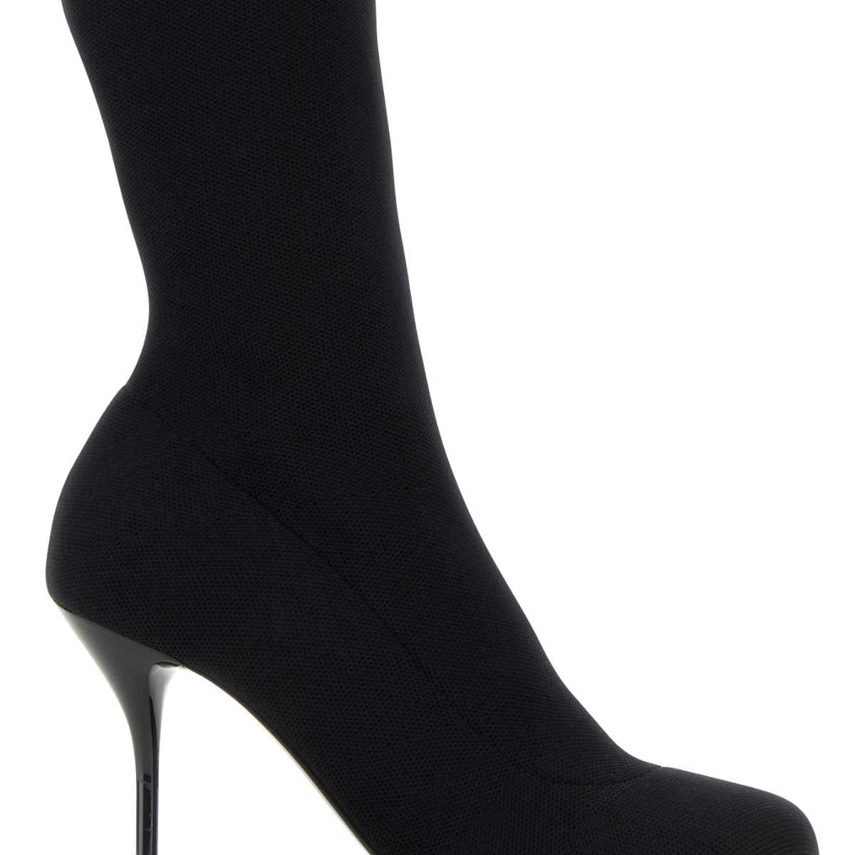 Alexander Mcqueen Women Black Stretch Nylon Ankle Boots