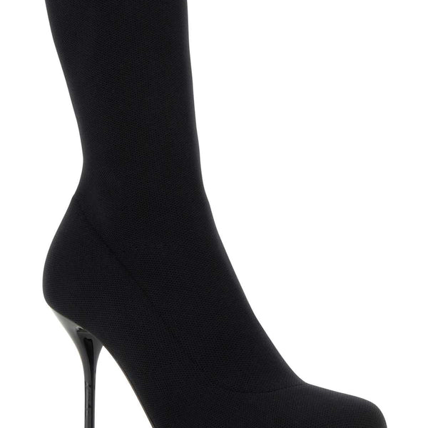 Alexander Mcqueen Women Black Stretch Nylon Ankle Boots