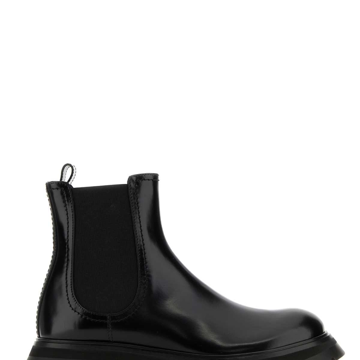 Alexander Mcqueen Women Black Leather Ankle Boots