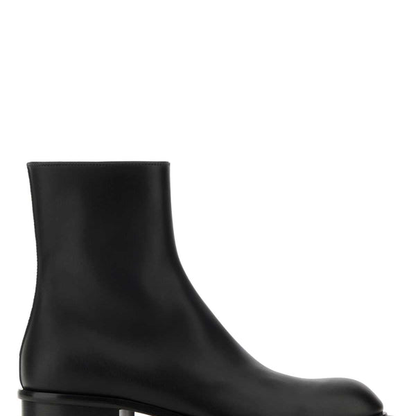 Alexander Mcqueen Men Black Leather Stack Ankle Boots