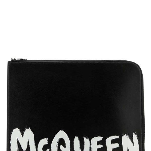 Alexander Mcqueen Men Black Leather Document Holder
