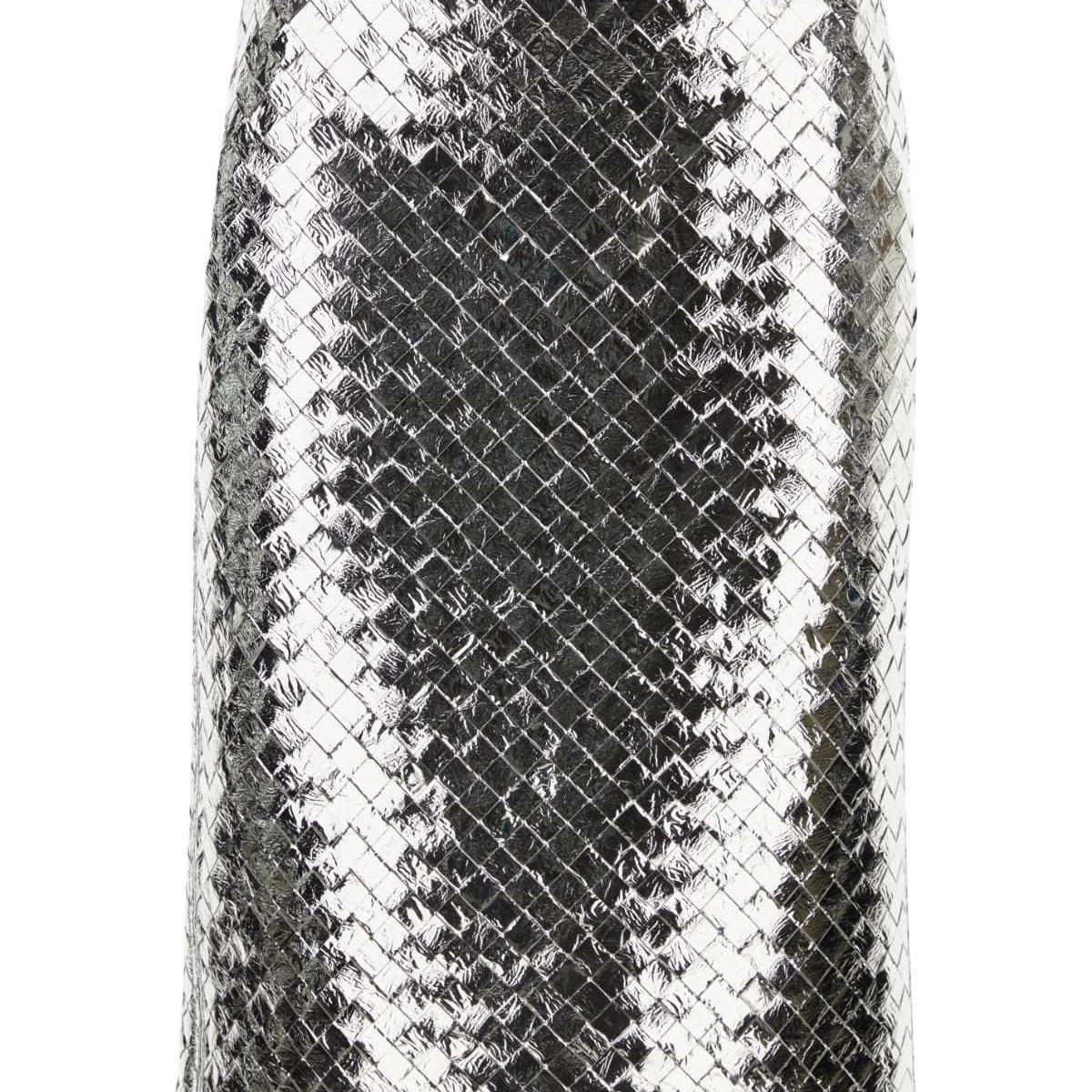 Bottega Veneta Women Silver Nappa Leather Skirt