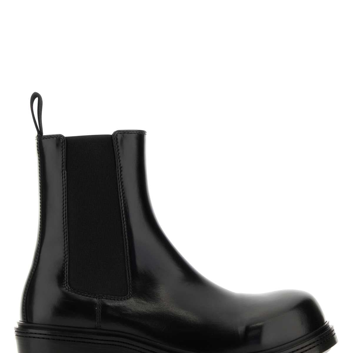Bottega Veneta Men Black Leather Fireman Ankle Boots
