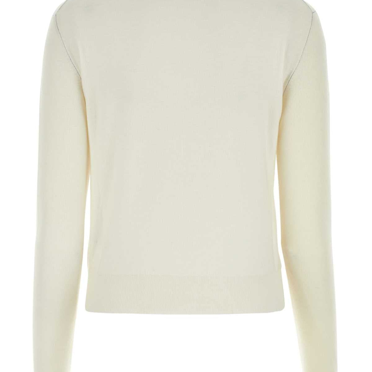 Fendi Women Ivory Stretch Cashmere Blend Sweater