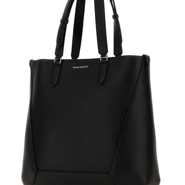 Alexander Mcqueen Men Black Leather Medium Edge Shopping Bag