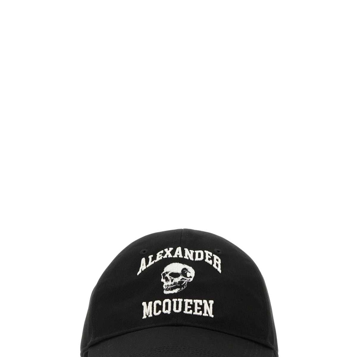 Alexander Mcqueen Men Black Cotton Varsity Skull Baseball Cap