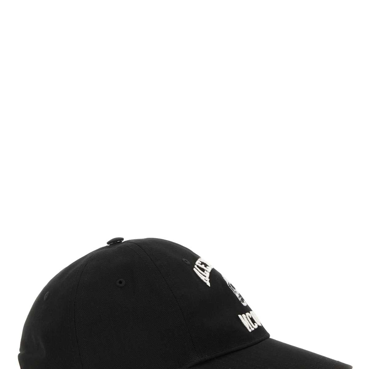 Alexander Mcqueen Men Black Cotton Varsity Skull Baseball Cap