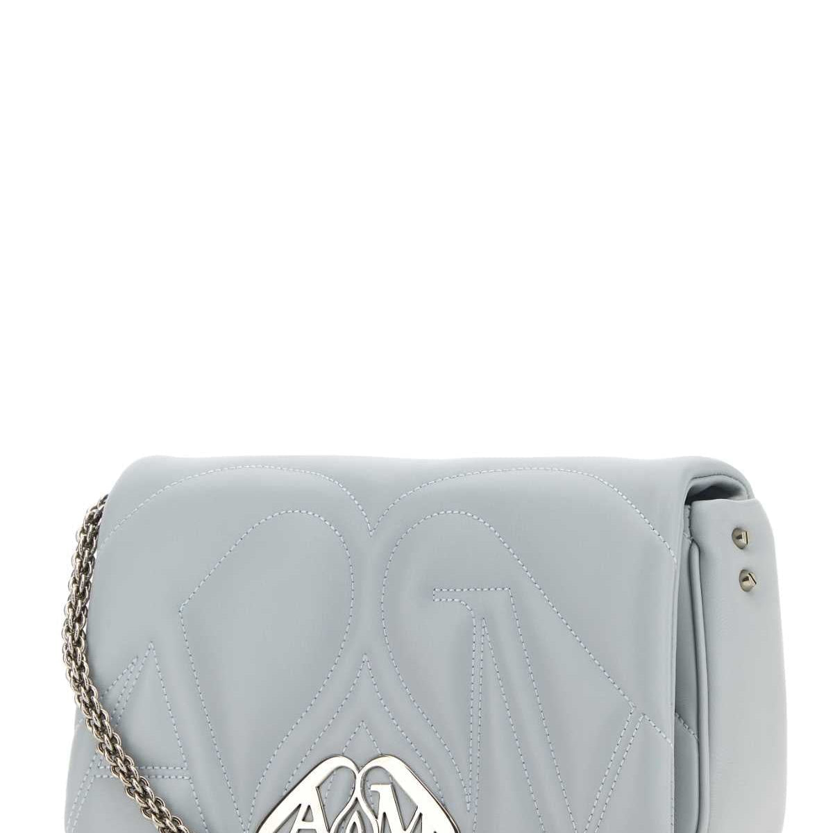 Alexander Mcqueen Women Powder Blue Leather Small Seal Shoulder Bag