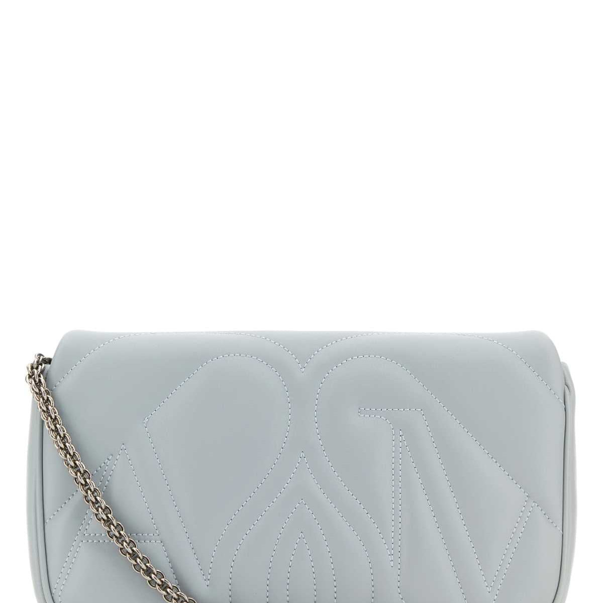 Alexander Mcqueen Women Powder Blue Leather Small Seal Shoulder Bag