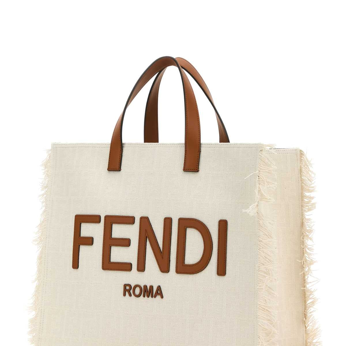 Fendi Men Embroidered Jacquard Ff Shopper Shopping Bag