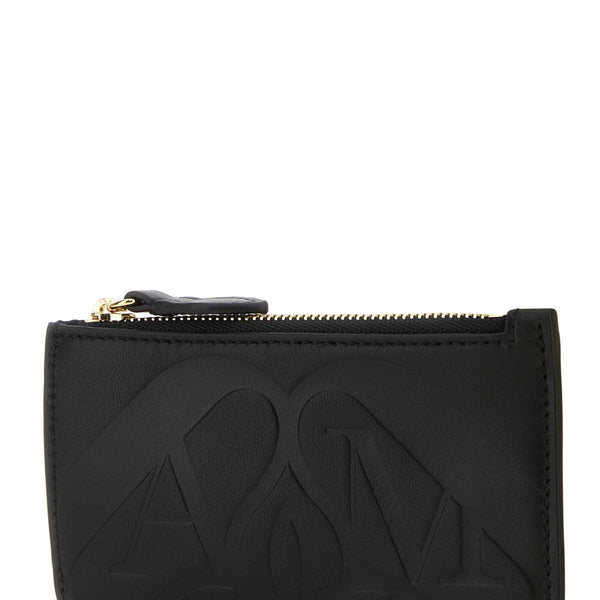 Alexander Mcqueen Women Black Leather Card Holder