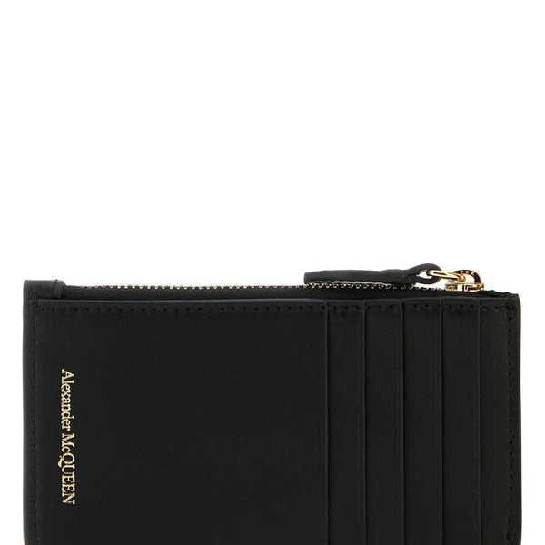 Alexander Mcqueen Women Black Leather Card Holder