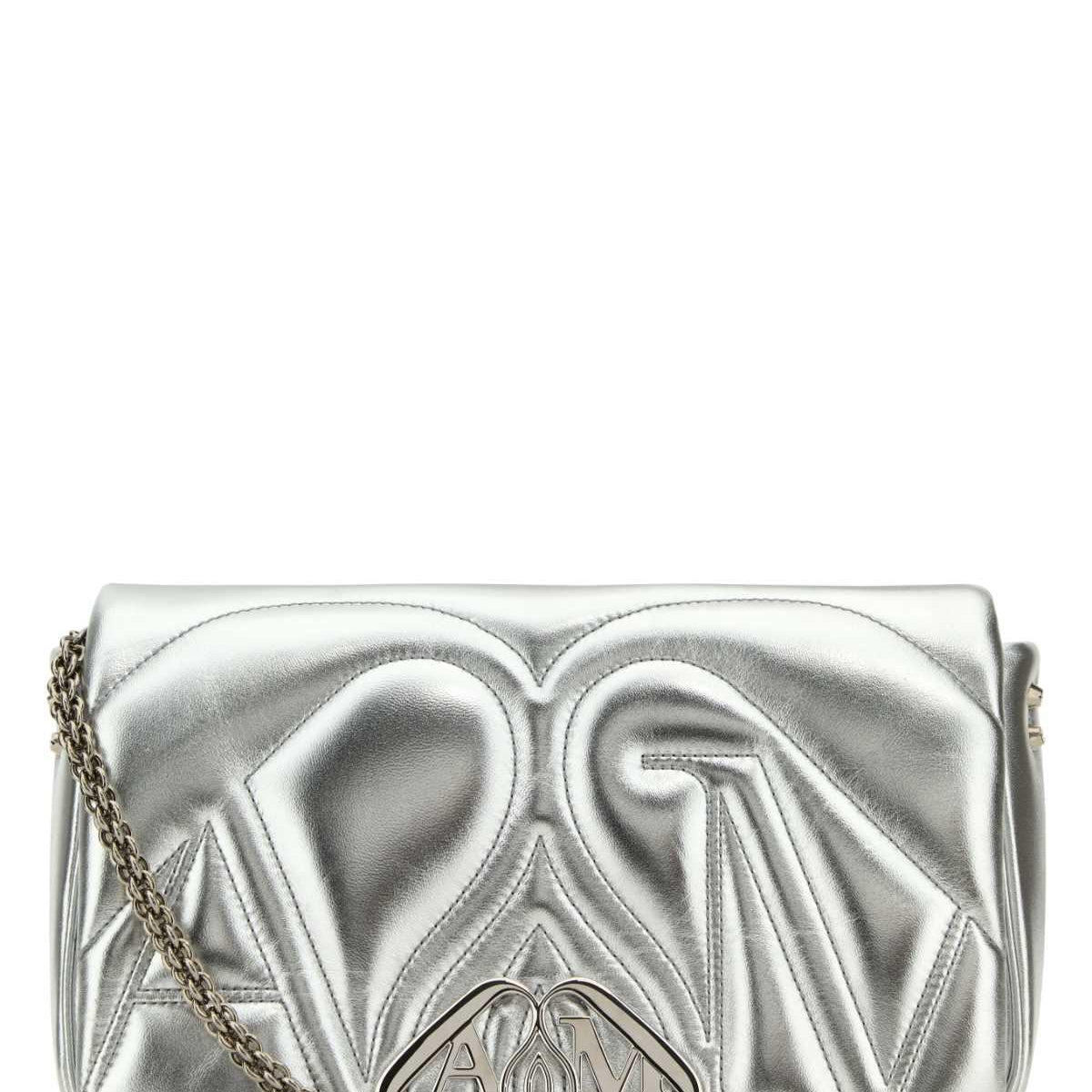 Alexander Mcqueen Women Silver Leather Small Seal Shoulder Bag