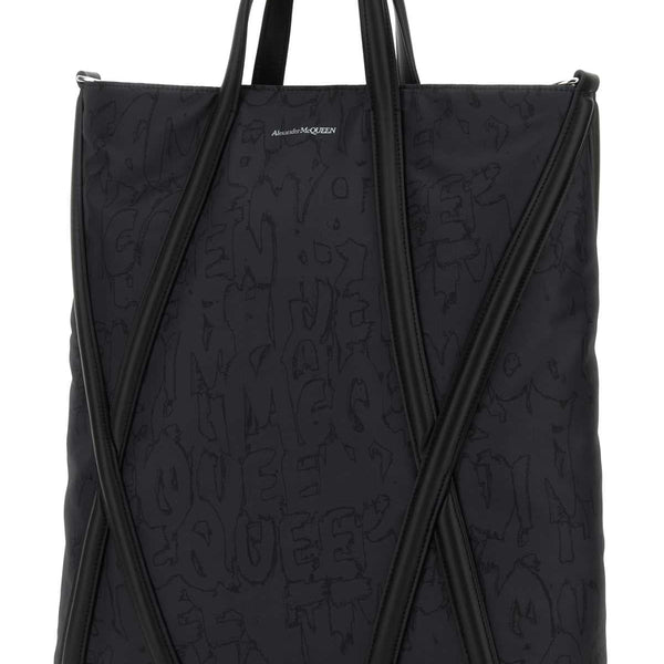Alexander Mcqueen Men Black Nylon The Harness Shopping Bag