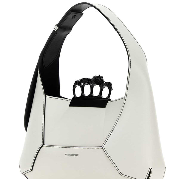 Alexander Mcqueen Women White Leather Jewelled Hobo Handbag