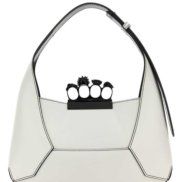 Alexander Mcqueen Women White Leather Jewelled Hobo Handbag