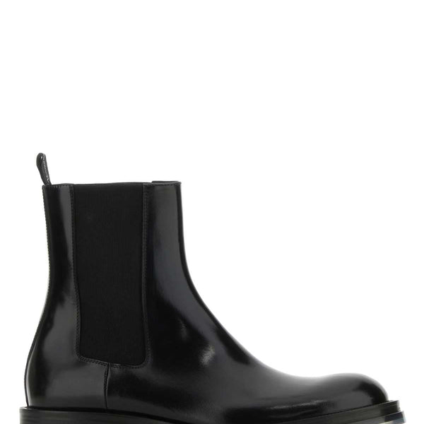 Alexander Mcqueen Men Black Leather Float Ankle Boots