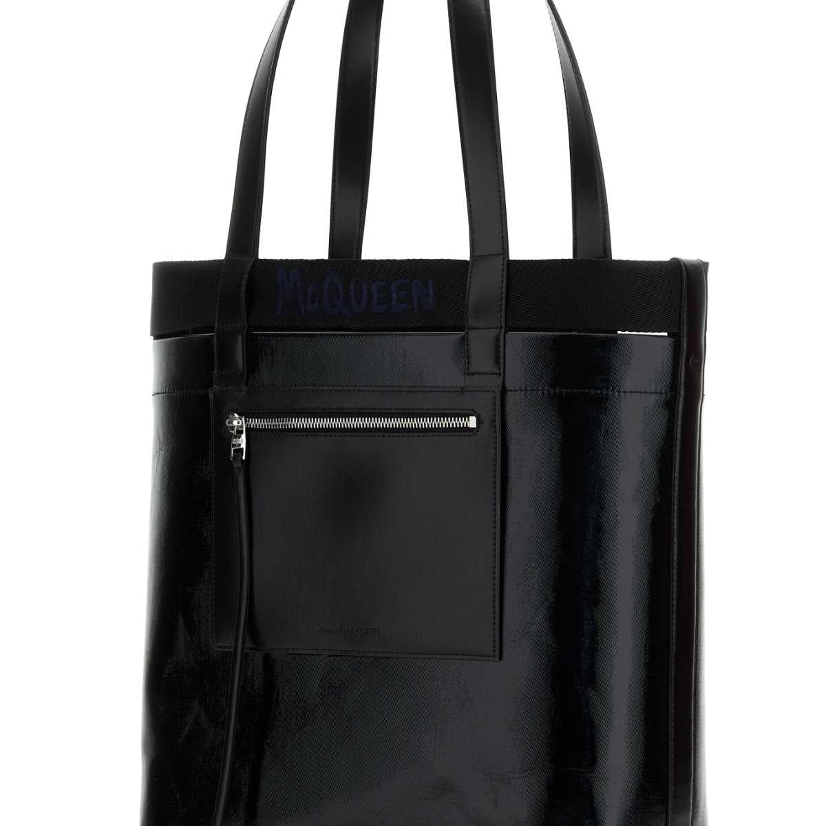 Alexander Mcqueen Men Black Canvas Shopping Bag