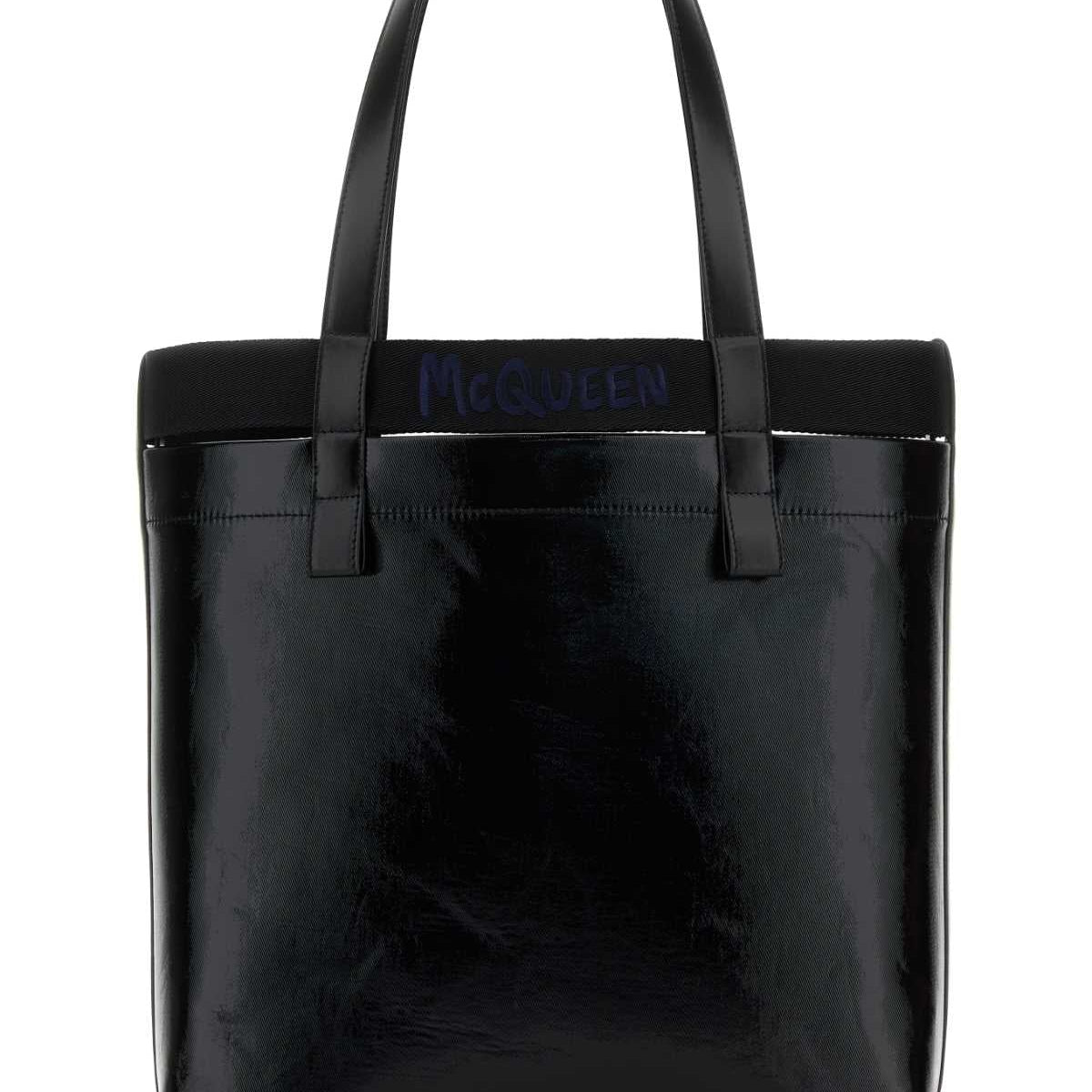 Alexander Mcqueen Men Black Canvas Shopping Bag