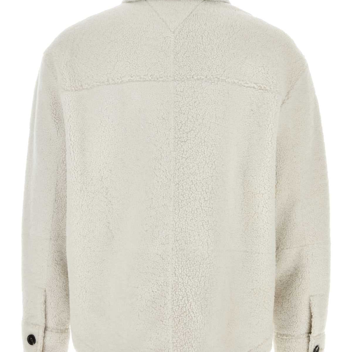 Bottega Veneta Men Chalk Shearling Oversize Shirt