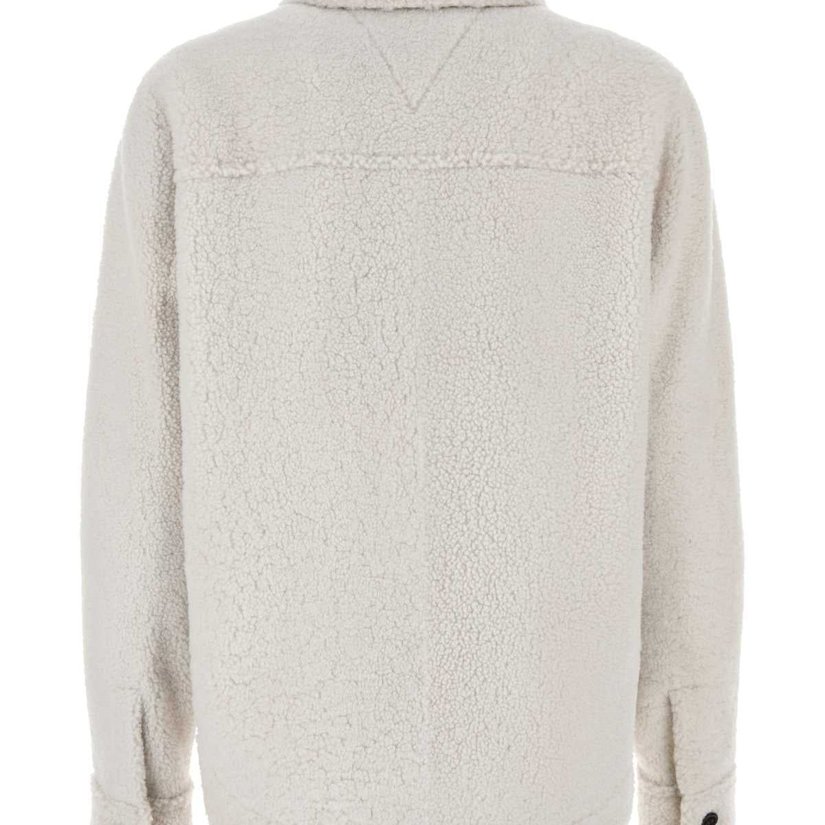 Bottega Veneta Women Chalk Shearling Oversize Shirt