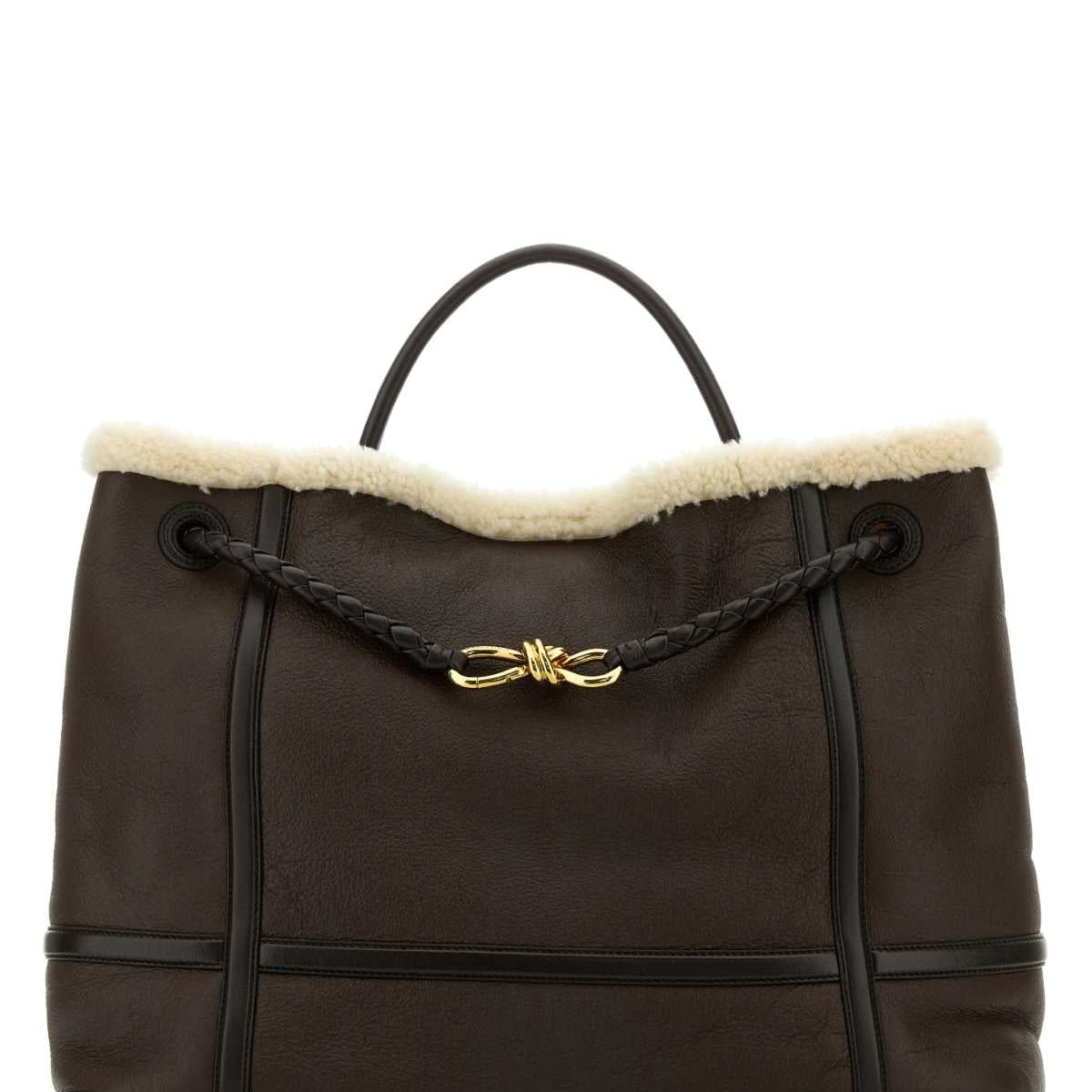 Bottega Veneta Women Brown Leather Large Andiamo Handbag
