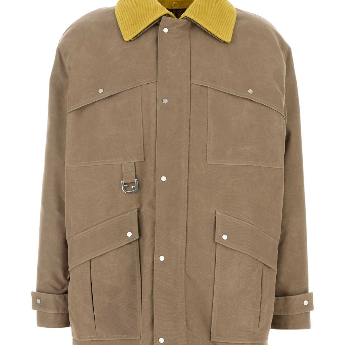 Fendi Men Cappuccino Canvas Coat