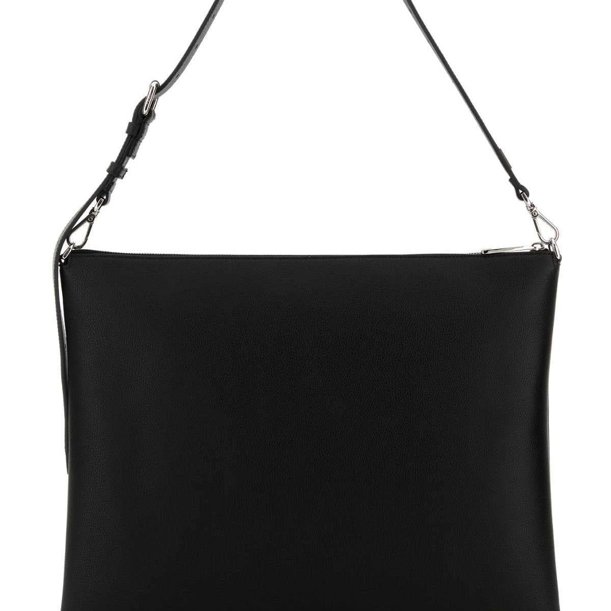 Fendi Men Black Leather Fendi After Fendi Roma Shoulder Bag