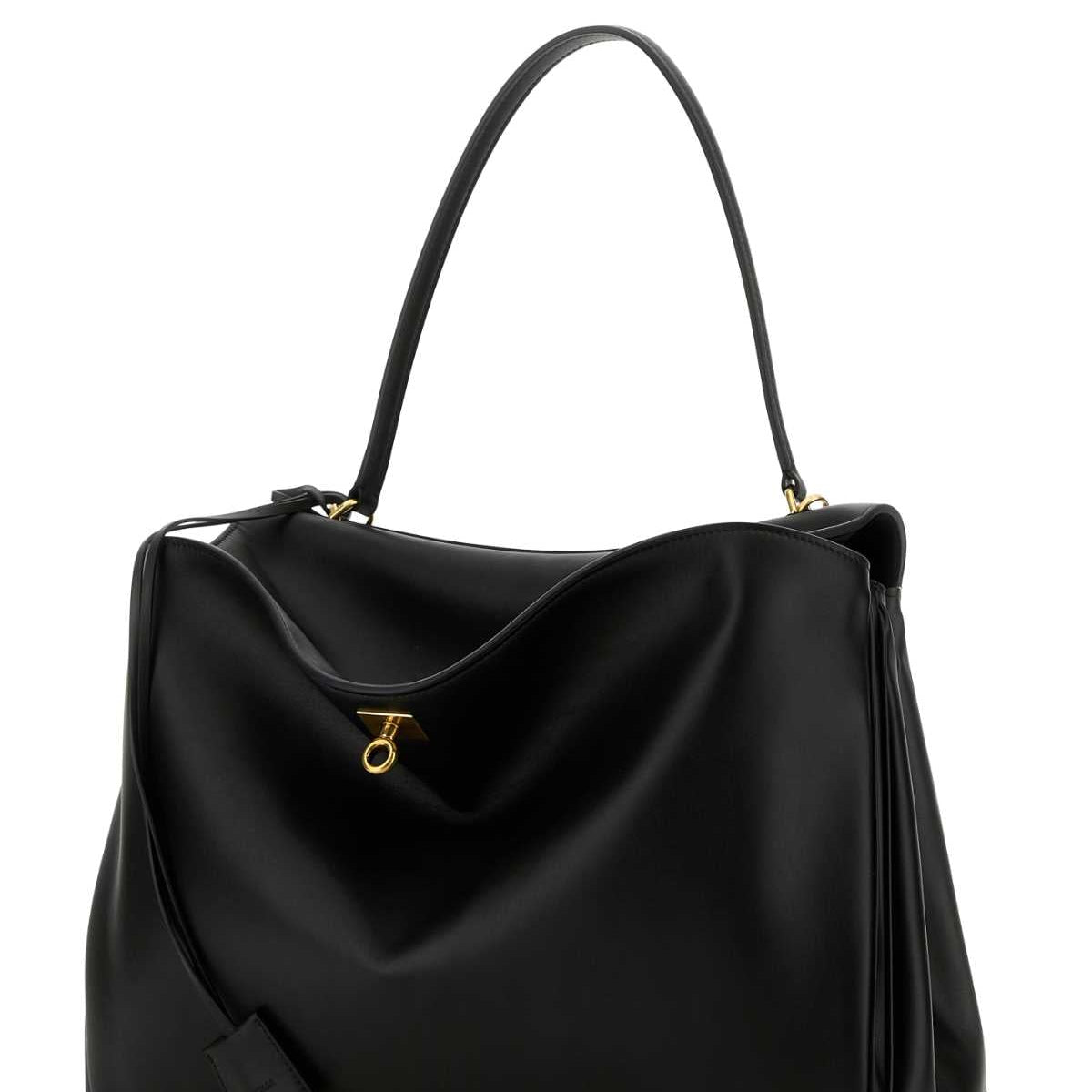 Balenciaga Women Black Leather Large Rodeo Handbag