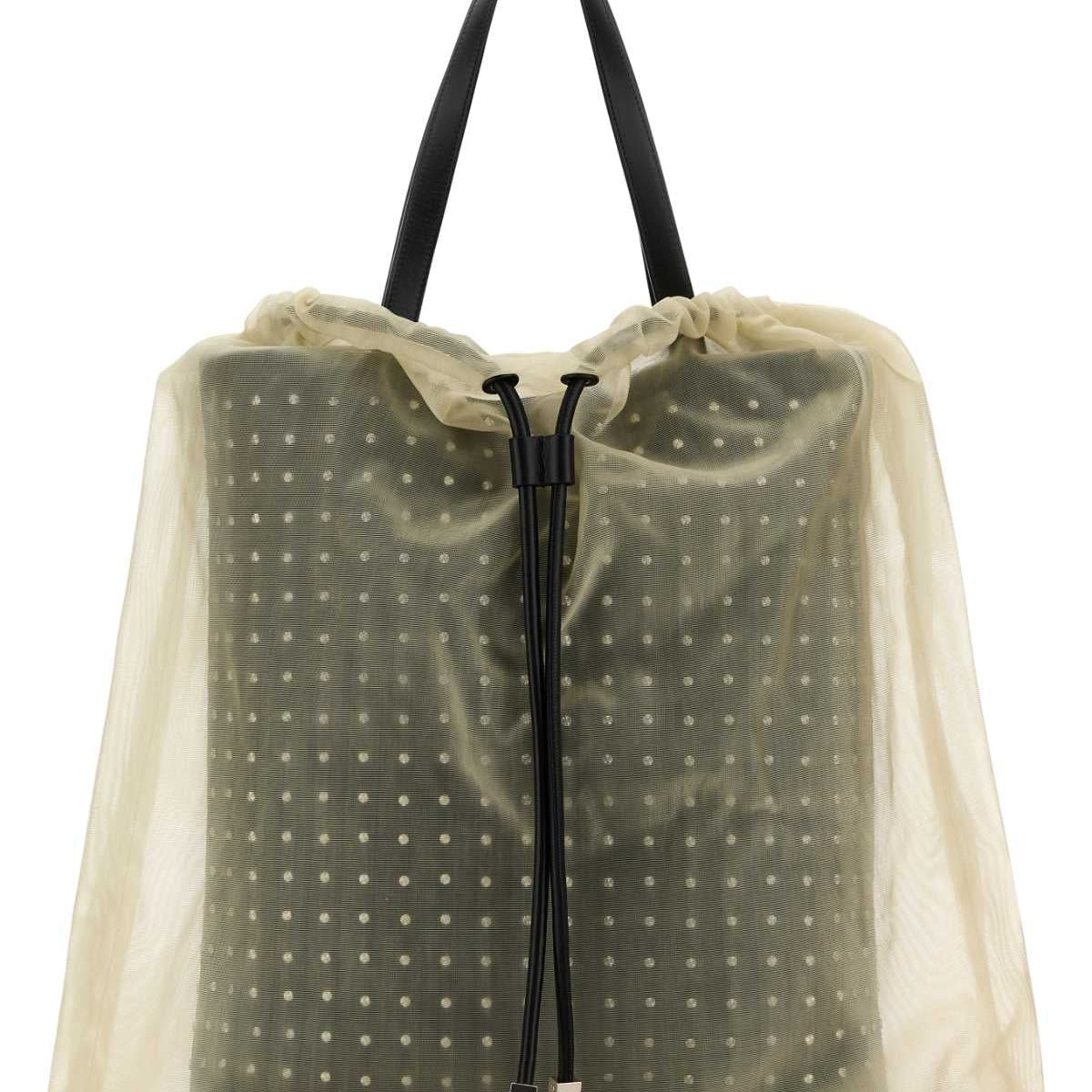 Alexander Mcqueen Women Two-Tone Leather And Tulle Nebula Shopping Bag