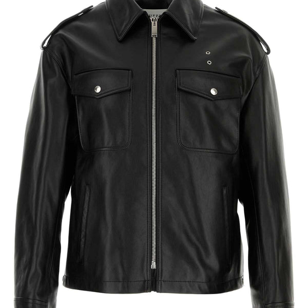 Alexander Mcqueen Men Black Leather Jacket